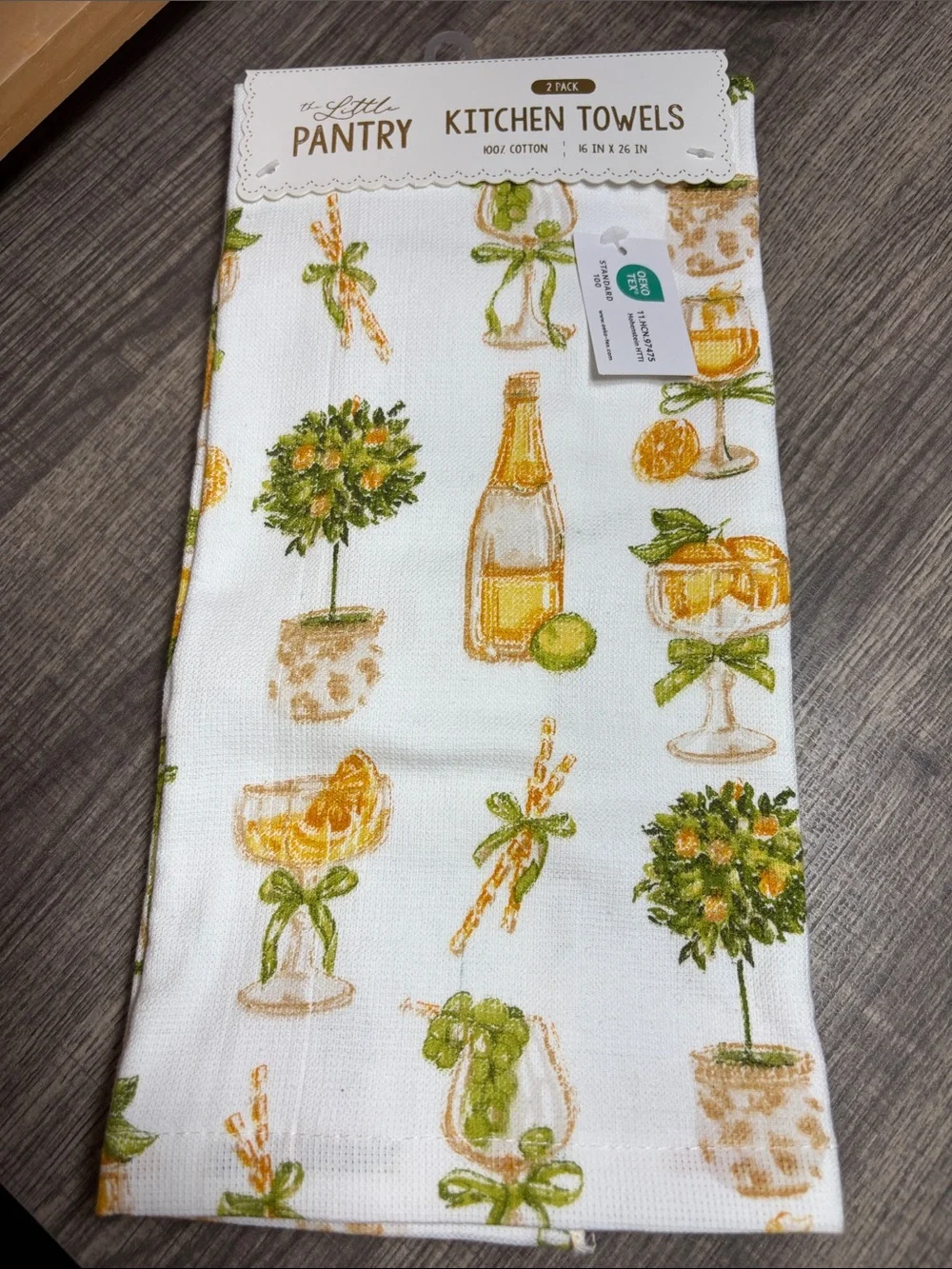 🍄5 for $35🍄 The Little Pantry Ivory Cocktails Theme Cotton Kitchen Towel Set